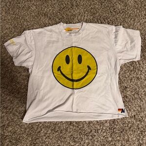 Aviator Nation White Tee with Yellow Smiley
